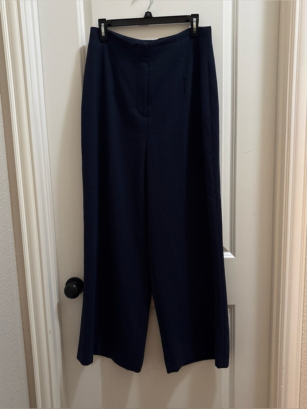 Women’s Boden High Rise Pleated Wide Leg Pants Size 10 R Navy Blue Career